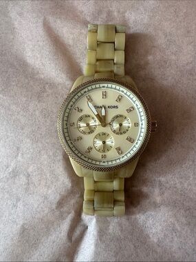 Michael Kors Gold-Tone Dial Resin Link Bracelet Watch